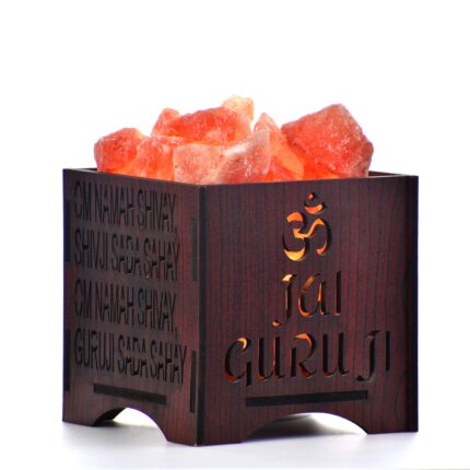 Global Aroma Jai Guruji Brown Himalayan Rock Salt Lamp for Positive Energy, Vastu, Healing, Harmony, Purification, Best Wellness Gifting Option (Size-5"X5")