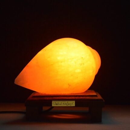 Global Aroma Natural Himalayan Rock Salt Shankh Shape Lamp for Vastu, Feng Shui, Healing, Peace & Harmony, Gifting (Natural/Orange, 2-3 kg)