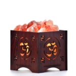 Global Aroma Om Brown Himalayan Rock Salt Lamp for Positive Energy, Vastu, Healing, Harmony, Purification, Best Wellness Gifting Option (Size-5"X5")