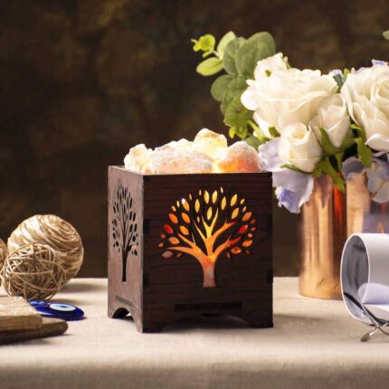 Global Aroma Tree Himalayan Rock Salt Lamp for Positive Energy, Vastu, Healing, Harmony, Purification, Best Wellness Gifting Option Salt Lamp Table Lamp (4 X 4.5,Inch Brown)