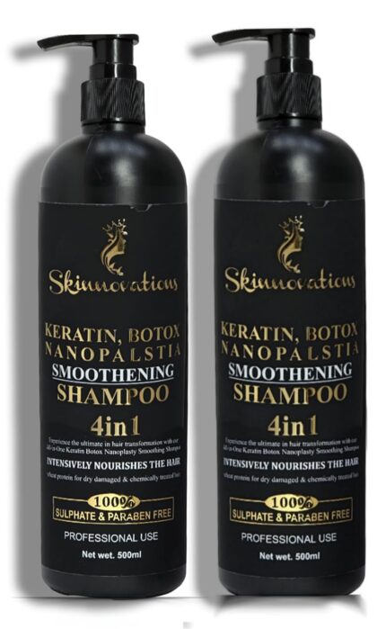 Global Zone Series Nanoplastia Smoothing Shampoo, 500ml, Pack of 2, Sulphate & Paraben Free, For Dry & Damaged Hair