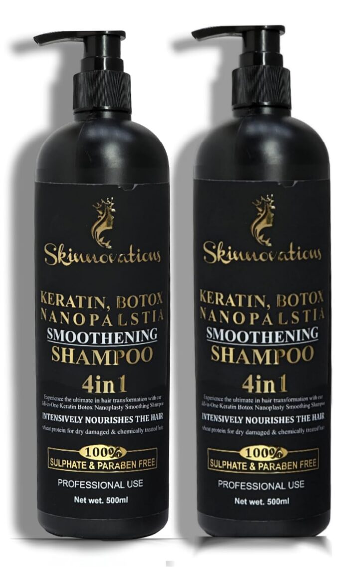 Global Zone Series Nanoplastia Smoothing Shampoo, 500ml, Pack of 2, Sulphate & Paraben Free, For Dry & Damaged Hair