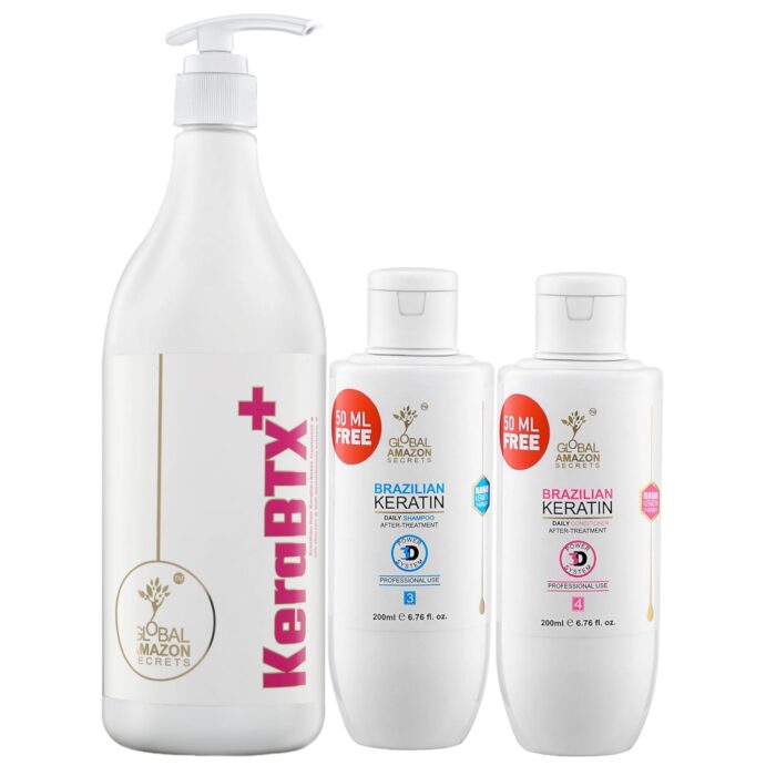 Global amazon secrets KeraBtx Keratin1000ml with shampoo and conditioner 200ml each Pack Of 3