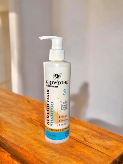 Glowzone Keratin Hair Shampoo – Smoothing & Strengthening Formula for Frizz-Free, Silky Hair – Deep Nourishment, Damage Repair, and Shine Boost (200 ml, Shampoo)