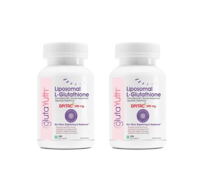 GlutaYuth Liposomal OPITAC JAPANESE L-Glutathione 500 mg with Phosphatidylcholine Phospholipid Technology Youthful Skin, Glow, Radiance Complex (30 Veg Capsules) (Pack of 2)