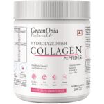 GreenOpia Marine Collagen Peptides Powder, Hydrolyzed Fish Type I Collagen, Beauty Supplement for Men & Women (200gm, Strawberry)