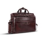 HAMMONDS FLYCATCHER Genuine Leather Expandable Office Bag for Men with Trolley Strap, Adjustable Strap, 15.6 Inch Leather Laptop Bag for Men for Office, Travel, Daily Use - 1 Year Warranty - Brown