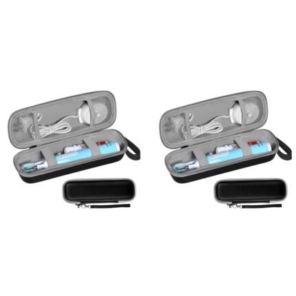 HANNEA® Hard Travel Case for Oral-B Pro 1000 1500 5000 7000 7500 6000 9600 Philips Sonicare 4100 5100 1100 6100 5300 Electric Toothbrush Portable EVA Protective Storage Bag Black Case Only 2 PCS