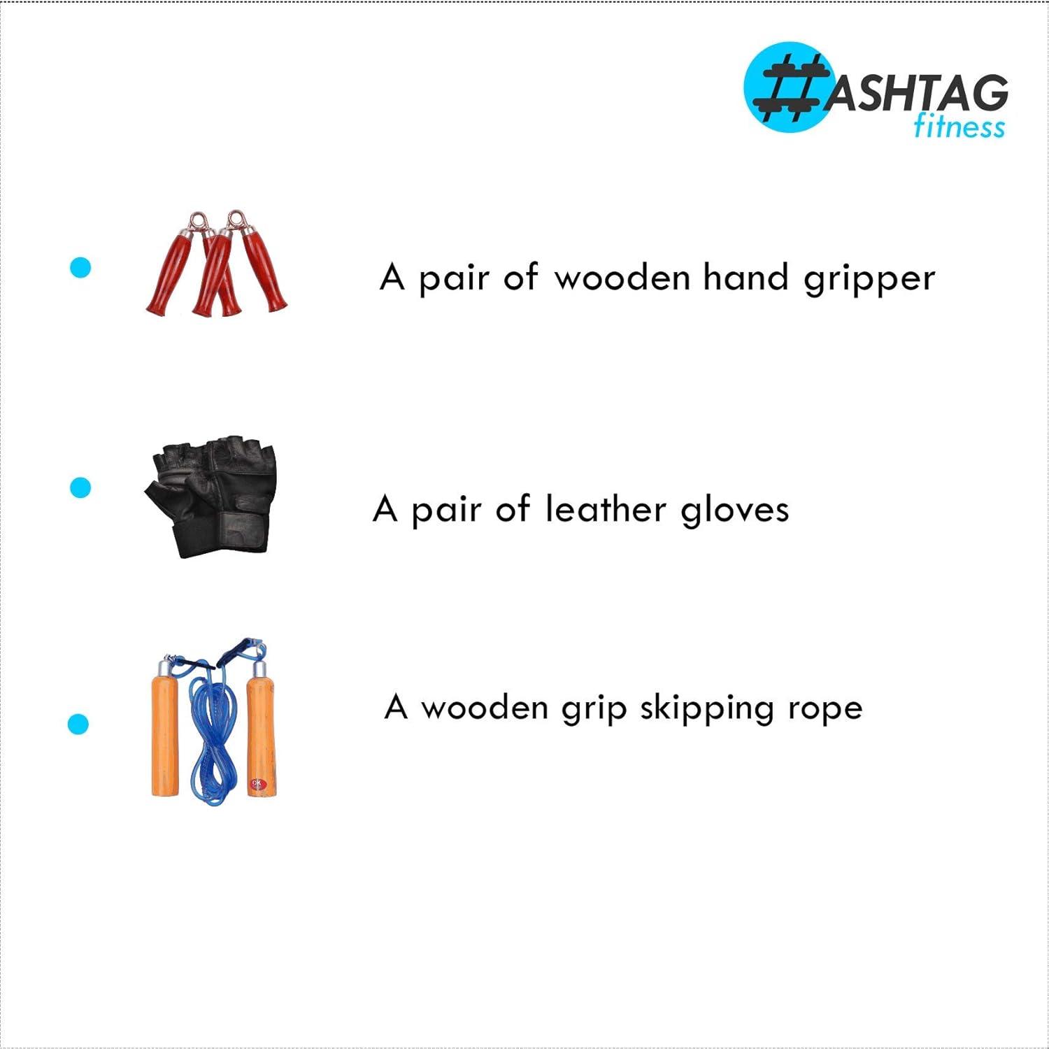 HASHTAG FITNESS Leather Adjustable Dumbbell Set with Gloves, Rope, Hand-Gripper (20 kg) Black