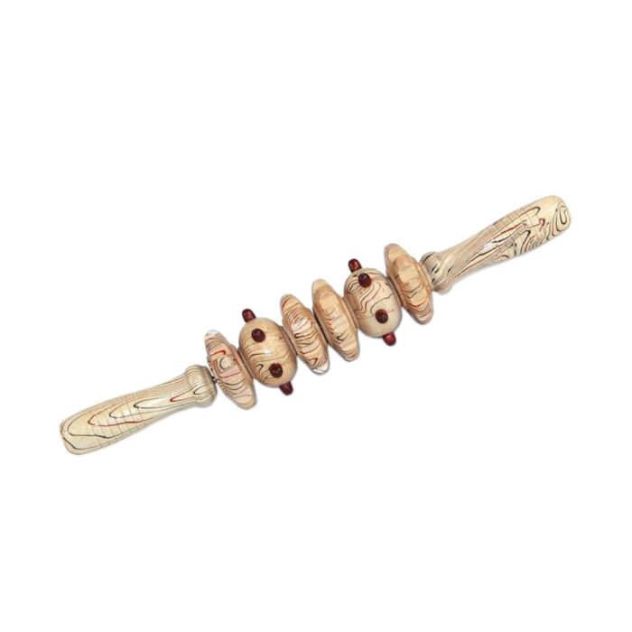 HEVASNEK 6 wheel Gua Sha Wood Therapy Roller Stick Massage Tool Full Body Pain Relief Handheld Back Massage Muscle Roller Stick Trigger Points Massage Soft Tissue For Body Shaping Stick [ 34x6x6 CM ]