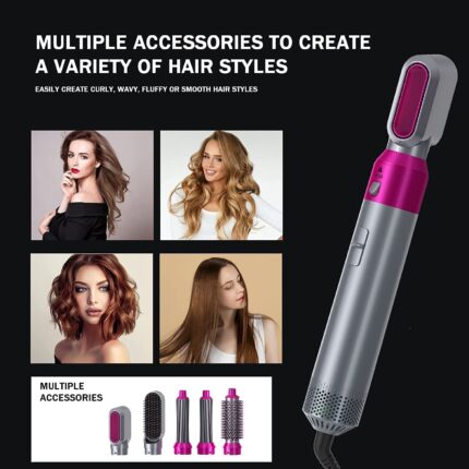 HIRVAX 5 in 1 Hot Air Styler Hair Dryer Comb Multifunctional Styling Tool for Curly Hair machine for Straightening Curling Drying Combing Scalp Massage Styling