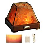 HISUNY Mini Himalayan Salt Lamp USB Desk Light Natural Crystal Salt Rock Cute Aesthetic LED Lamp for Desk Sleep Bar Yoga Night Light Meditation Dimmable Decor Lamp Gifts - Model Bari