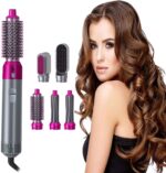 HOT AIR BRUSH FOR 5 IN 1 HOT AIR STYLER HAIR DRYER COMB MULTIFUNCTIONAL STYLING TOOL FAST HEATING CRIMPER WAND MANUAL CURLER IN ALL HAIR TYPE, NEGATIVE ION COMB FOR STRAIGHTENING SPECIAL WARRANTY