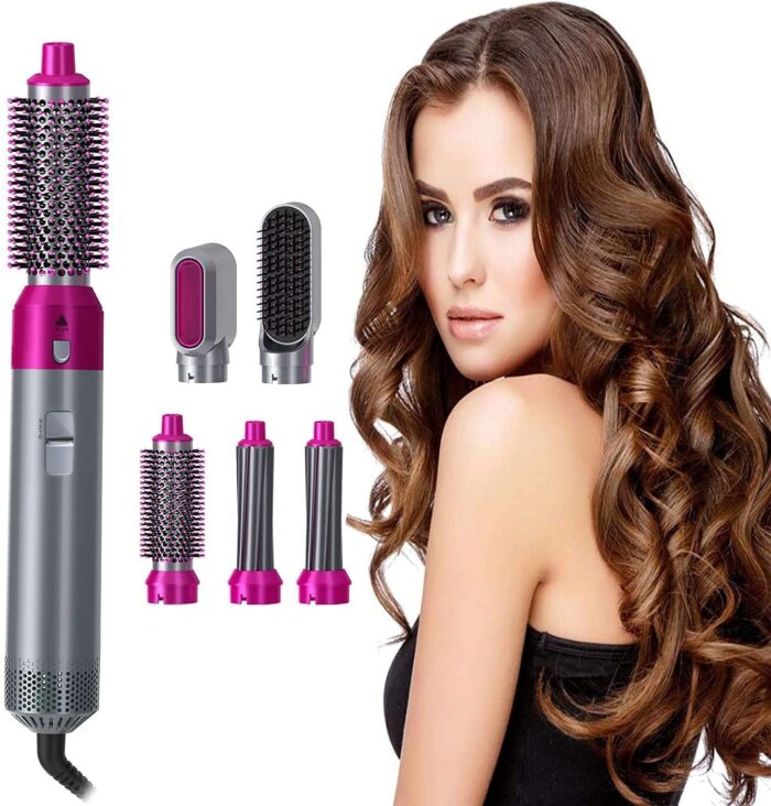 HOT AIR BRUSH FOR 5 IN 1 HOT AIR STYLER HAIR DRYER COMB MULTIFUNCTIONAL STYLING TOOL FAST HEATING CRIMPER WAND MANUAL CURLER IN ALL HAIR TYPE, NEGATIVE ION COMB FOR STRAIGHTENING SPECIAL WARRANTY