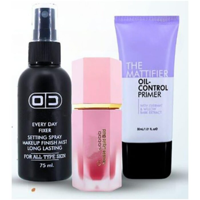 HUDA ZONE Waterproof Hd Makeup Kit Primer,Makeup Fixer, Liquid Blush For Women & Girls All Products In 1 Kit Set Of-3
