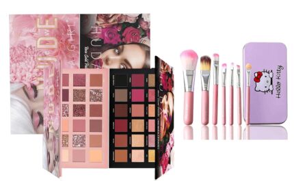 HUDACRUSH BEAUTY Combo set Of The New Nude and Rose Gold Eyeshadow with Face Makeup Brush Set (7pcs brushes in 1 kit)