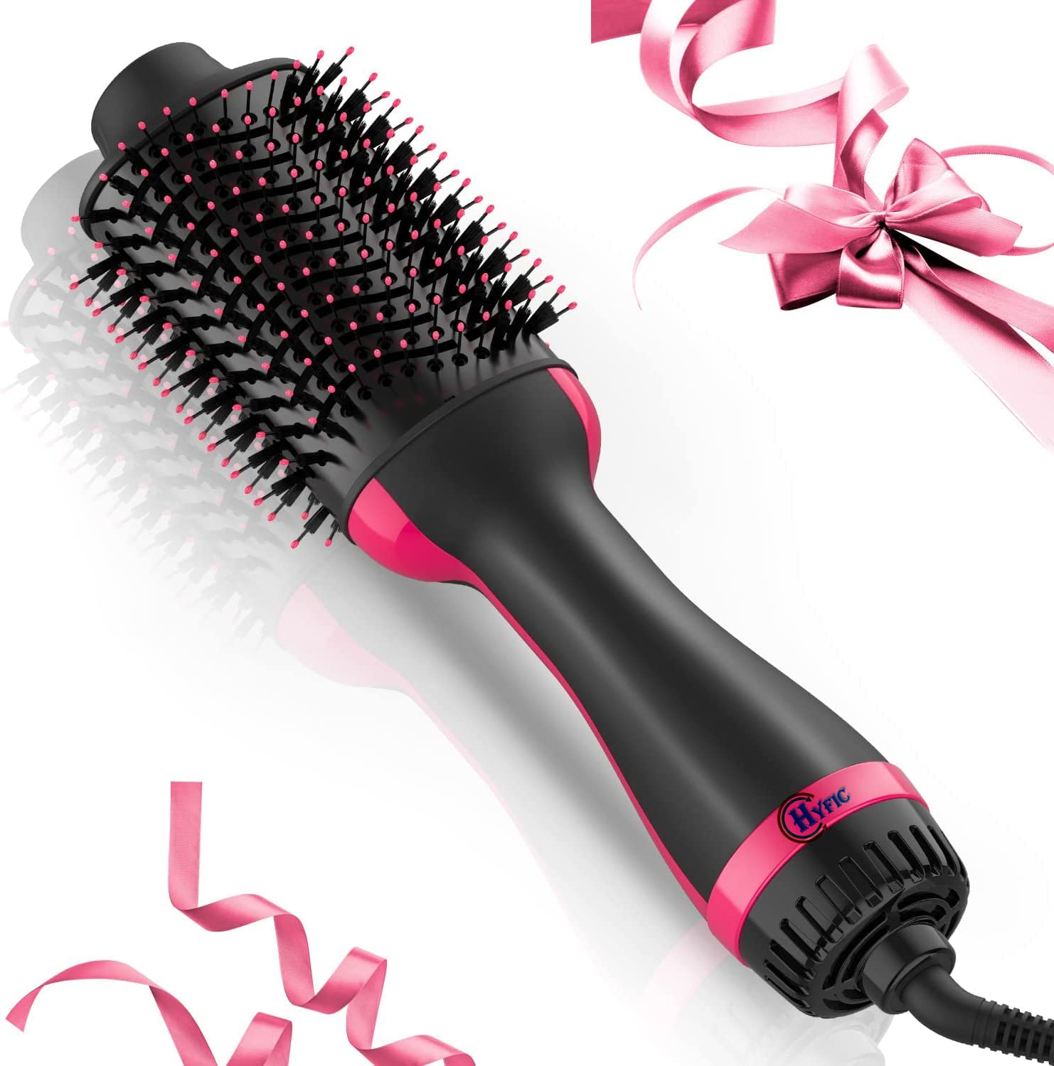 HYFIC One Step Hair Dryer And Volumizer, Hot Air Brush,5 In1 Styling Brush Styler, Negative Ion Hair Straightener Curler Brush For All Hairstyle, 1200 Watts, Black