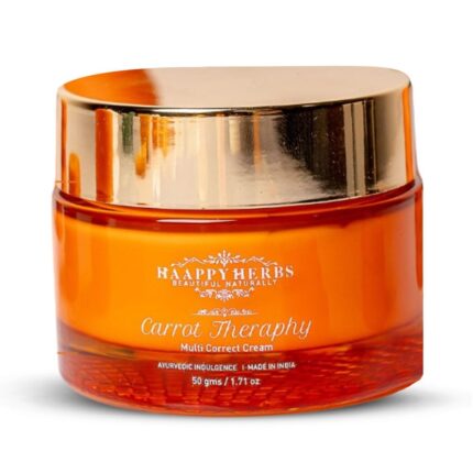 Haappy Herbs Carrot Theraphy Multi-Correct Cream | 16H Hydration | Wrinkle Correcting | Dark Spot Reduction | Vitamin A, C, E | Carrot, Aloe Vera, Rosemary | 50g