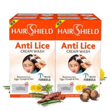 Hairshield Anti Lice Cream Wash | Made with Guldaudi, Reetha & Shikakai | Trusted by Mothers | Safe for Babies, Children, Men & Women | Pack of 4