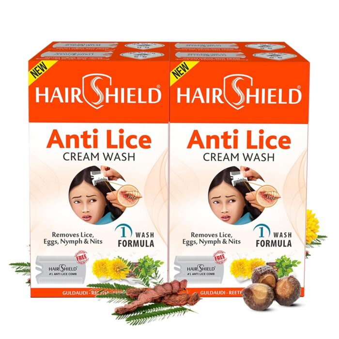 Hairshield Anti Lice Cream Wash | Made with Guldaudi, Reetha & Shikakai | Trusted by Mothers | Safe for Babies, Children, Men & Women | Pack of 4