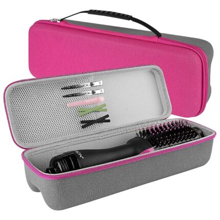 Hard Travel Case for Revlon One Step Hair Dryer and Styler Volumizer, Carrying Pouch Bag with Easy Grip Carry Handle and Premium Zipper (Rose Red)