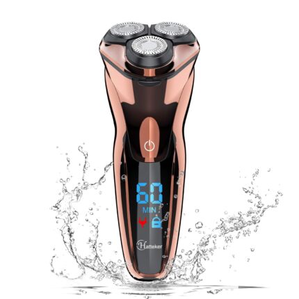 Hatteker Electric Shaver Men Razor Rotary Shavers With Pop-Up Sideburn Trimmer Waterproof Wet Dry Cordless Rechargeable, Bronze