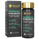 Healeo Probiotics 60 Billion CFU, 4-in-1 with Prebiotic + Digestive Enzymes + 5 Herbs - Probiotics for Gut Health & Digestion - Supplement For Men & Women - Lab Tested - 60 Veg Capsules