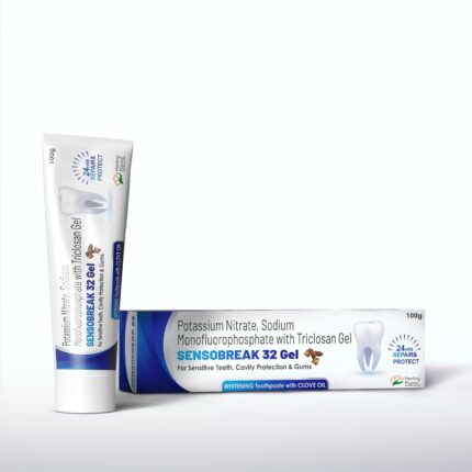 Healing Pharma - Sensobreak 32 Gel Whitening Toothpaste Gel with Clove Oil for Sensitive Teeth, Cavity Protection & Gums | 24 HRS REPAIR & PROTECT - Daily Use (100g)