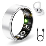 Health Rings for Women Men, Fitness Tracker with Heart Rate,Blood Oxygen, Blood Pressure, Sleep Tracker, Step Tracker, No Subscription Fee, IP68 Waterproof Smart Ring for iphone & Android (Silver 12#)