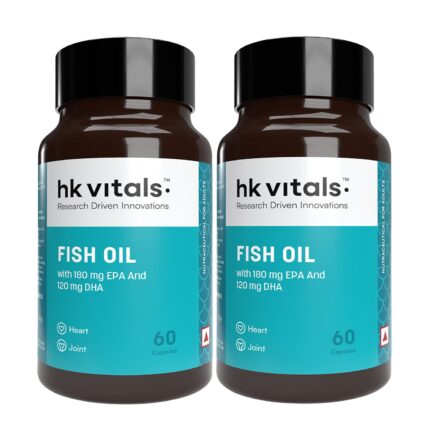 HealthKart Hk Vitals Fish Oil (120 Capsules)|For Men And Women (1000 Mg Omega 3 With 180 Mg Epa & 120 Mg Dha)|For Heart And Joints Health,2 Count