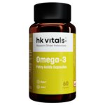 HealthKart hk vitals Omega 3 (60 Fish Oil Capsules) | 1000mg Omega 3 with 180mg EPA & 120mg DHA | For Brain, Heart, Eyes, and Joints Health