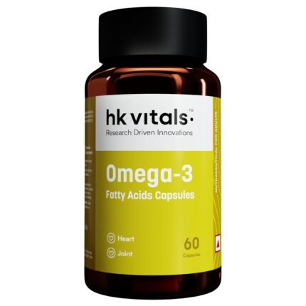 HealthKart hk vitals Omega 3 (60 Fish Oil Capsules) | 1000mg Omega 3 with 180mg EPA & 120mg DHA | For Brain, Heart, Eyes, and Joints Health