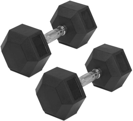 Healthex Hex Dumbbell Rubber Coated Professional Hexagon Dumbbells With Fixed Iron Handle Rod | Various Exercises For Home Gym Fitness | Suitable For Men & Women Set of 2 (5kg x 2)