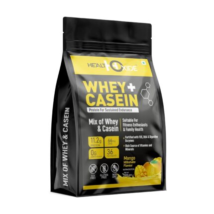Healthoxide Whey & Casein Protein With DHA & Digestive Enzymes - 500 Gram (Mango Milkshake Flavor)