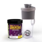 HealthyHey Sports Creatine Monohydrate for Muscle Building & Performance - 33 Servings (Unflavoured, 100gm) + AndMe Protein Shaker Bottle (700ml) Grey - Gym Shaker for Men & Women Workout