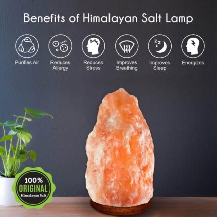 Helloo Himalayan Rock Salt Lamp in Natural Shape for Positive Energy (Himalayan Rock Salt Lamp 6kg with 2 Bulbs)