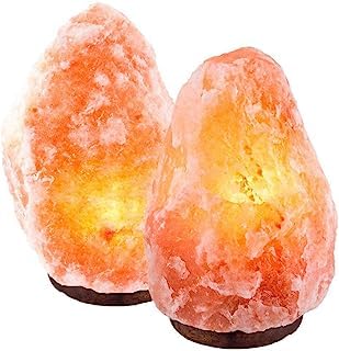 Helloo Pack of 2 Himalayan Rock Salt Lamp 5-6 kg (with Free Salt Soap Bar Worth rs 249) | Natural Himalayan Salt Lamp - 9" + Cord/Bulb (Pink Salt Lamp, Natural Salt Lamp, Crystal Lamp, Home Decor)