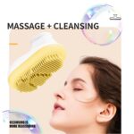 Heocniot 2-in-1 Ultra Soft Silicone Facial Cleansing Massage Brush Manual Cleansing Brush Handheld Cleansing Pad for Sensitive, Delicate, Dry Skin, (Yellowish White)