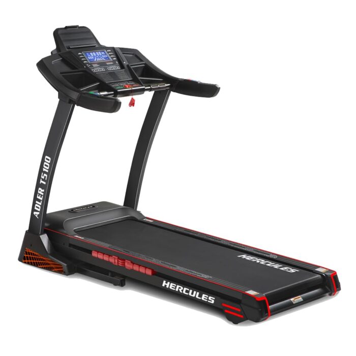 Hercules Fitness T5100 6.0 HP Peak DC Motorized Foldable Treadmill | 15 Level Auto Incline | MP3 Player Available | Max Speed 20 Km/Hr | Max User Weight 140 Kg