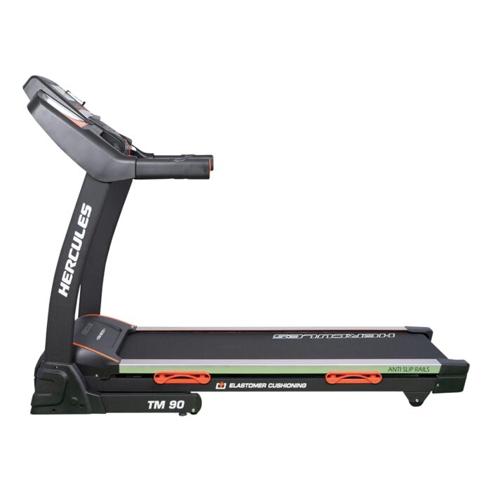 Hercules Fitness TM90 6.0 H.P D.C 20% Automatic Motorized Incline Treadmill Max Speed 22 Km/Hr Max User Weight 150Kg Free Installation Assistance LCD Display Perfect Running Machine for Home Gym