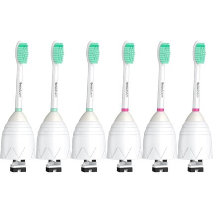 Hesubam Replacement Toothbrush Heads Compatible with Philips Sonicare E-Series Screw-On Electric Toothbrush Handle, and Refills for HX7022, HX7023, 6Pack