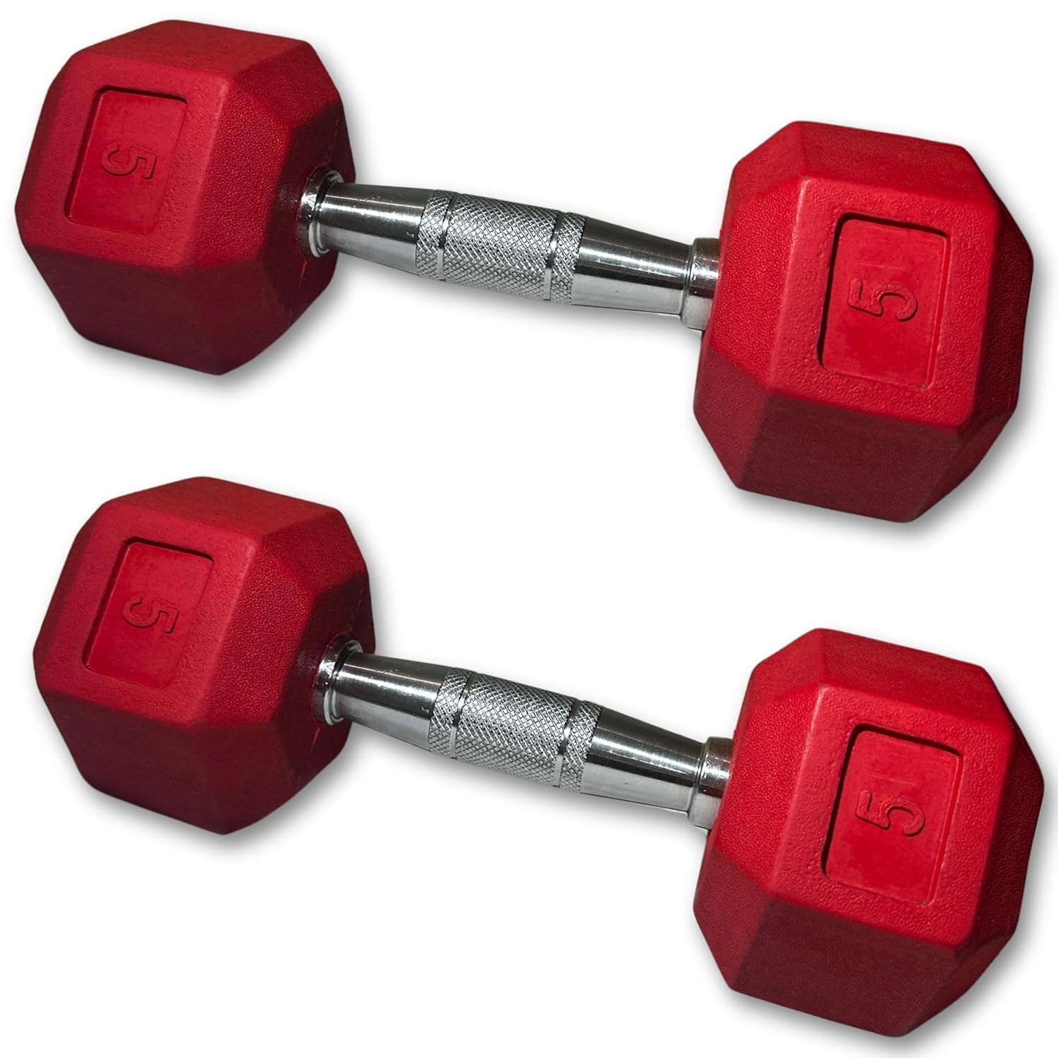 Hex Dumbbell, 5 kg, Full Body Strength Training for Men Hex Dumbbell, 5 kg, Full Body Strength Training for Men & Women, Set of 2 (Red)