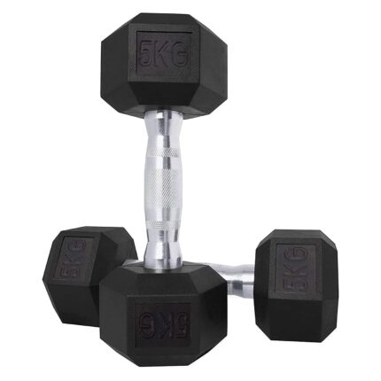 Hexa Dumbbell Set 2.5Kg x 2 (5Kg) | Fixed Dumbal for Home Gym & Fitness | Anti-Skid Rubber Dumbbell with Cast Iron Handle | Strength Training Dumbells for Workouts (Pack of 2)