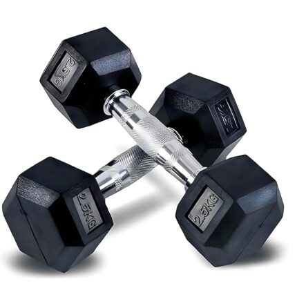 Hexa Dumbbell Set Home Gym Fixed Dumbal 2.5 Kg Dumbbells Anti Skid Rubber Dumbbell Cast Iron Handle Fitness Workout Set (2.5 Kg x 2 = 5 kg) Pack of 2