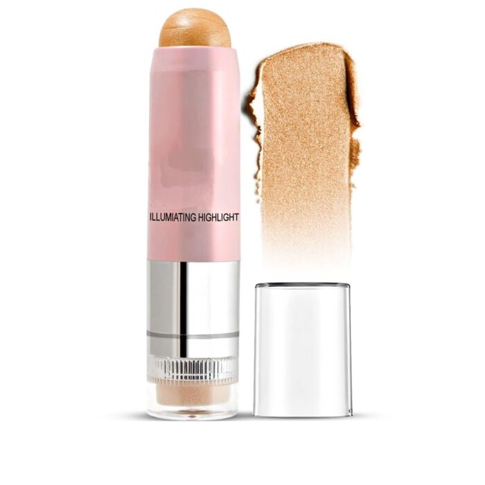 Highlighter Stick With Puff | Glowing & Shining Face | Waterproof, Smudgeproof | Beautiful For Make Up | Upto 24 Hours Stay | Color - Golden, 7.5g (R-4)