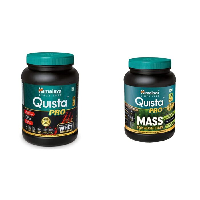 Himalaya Quista Pro Advanced Whey Protein Powder - 1Kilogram (Chocolate) & Quista Pro MASS For Weight Gain - 1Kilogram (Chocolate) | Weight Gainer with the Goodness of Ayur