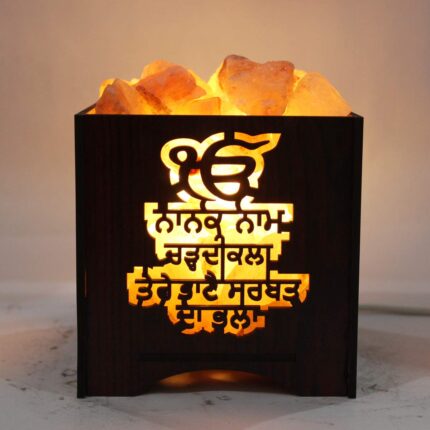 Homent Guru Nanak Dev Brown Himalayan Rock Salt Lamp for Positive Energy, Vastu, Healing, Harmony, Purification, Best Wellness Gifting Option (Size-5"X5")
