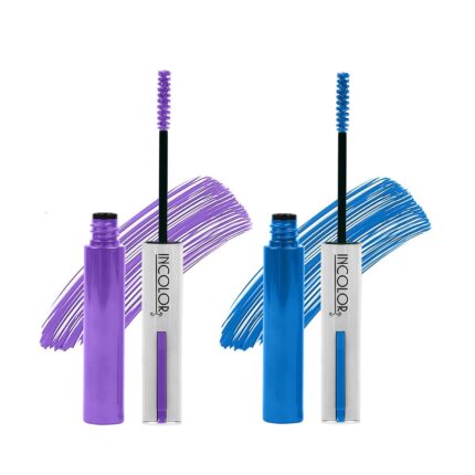 INCOLOR Set of 2, Light Weight Colorful Natural Mascara, Smudge Proof & Long Lasting Eye Makeup Tool For Personal & Professional, True Purple & Blueberry Pop, 6ml Each
