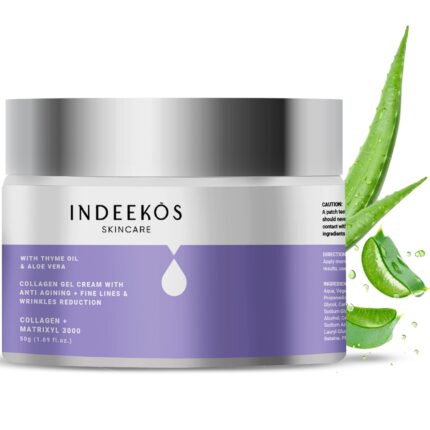 INDEEKOS Collagen Cream for Women, Anti ageing Formula to Reduce Wrinkles and Fine Lines, Made with Thyme Oil, Hyaluronic Acid, and Ceramides, Daily Night Cream, Suitable for All Skin Types, 50gms