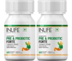INLIFE Prebiotic and Probiotics Forte Supplement for Men & Women 25 billion CFU with 14 Strains | Digestion Gut & Immunity Health Supplement - 60 Vegetarian Capsules (2 Pack)